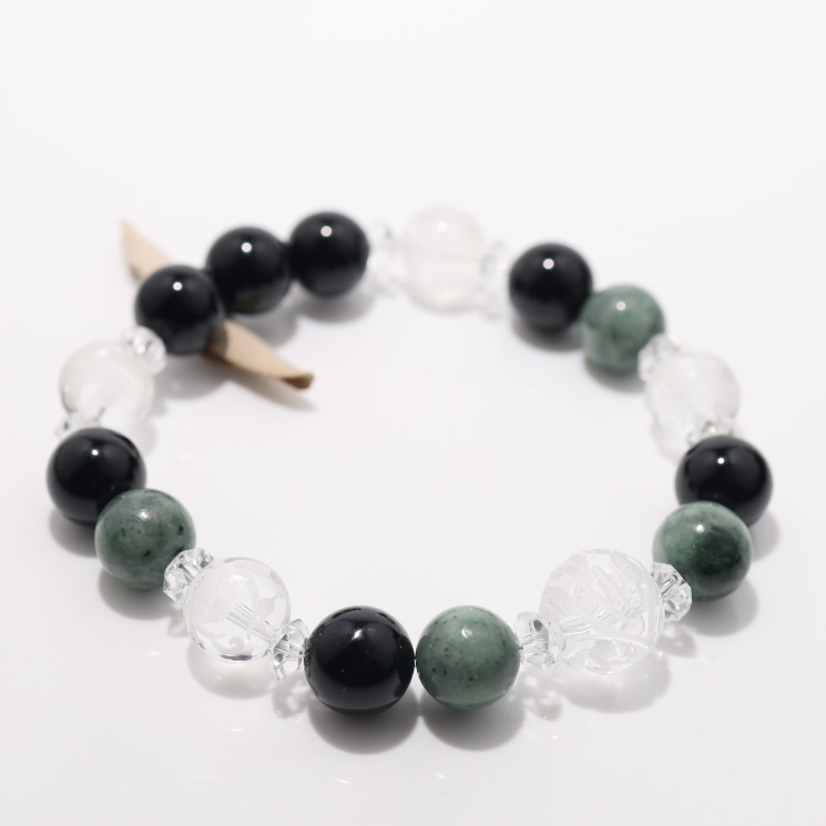 糸魚川翡翠＆モリオン：厄除け四神守護ブレスレット｜パワーストーン