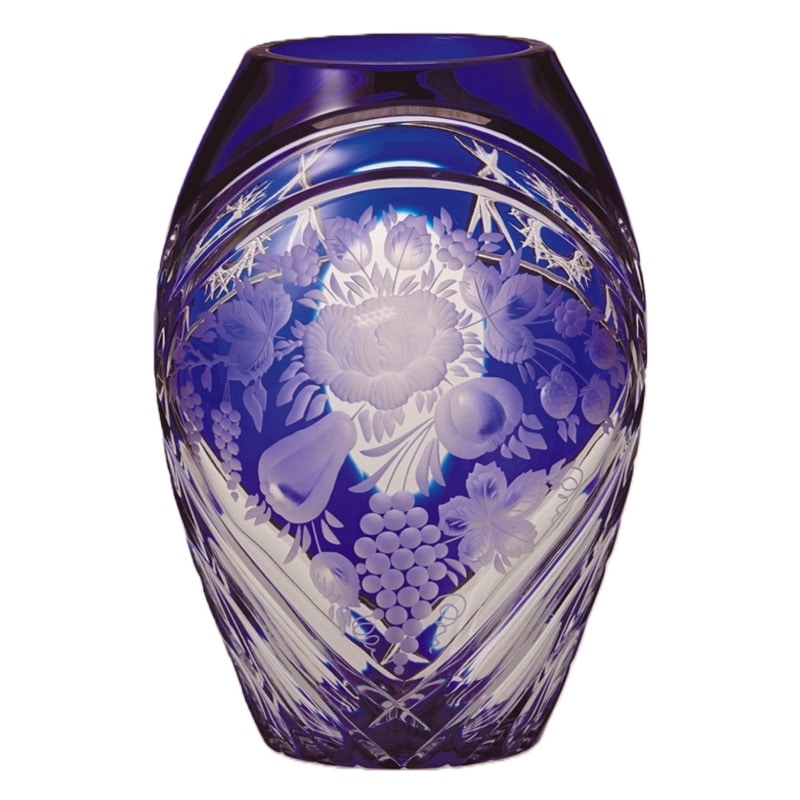 エルベクリスタル ヴィオラ 色被せ花瓶 ブルー VIO/2283/26B | エルベ