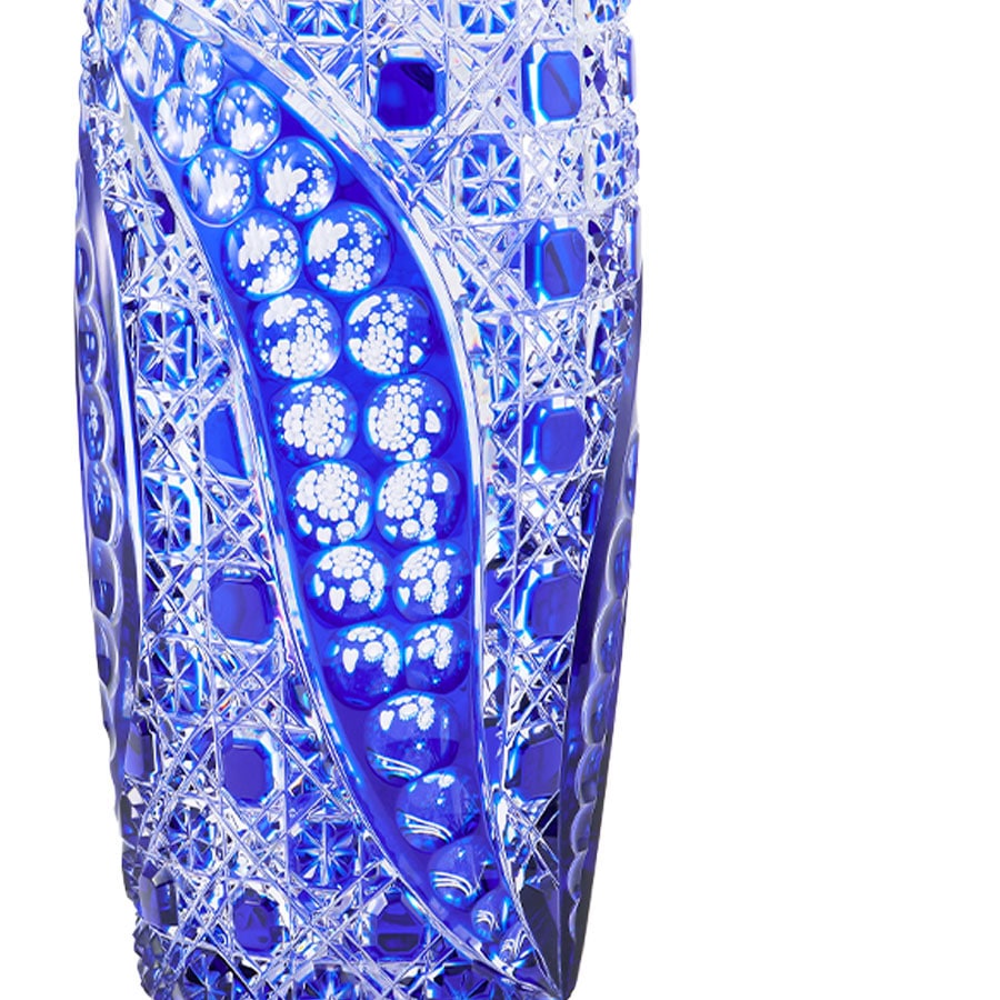 マイセンクリスタル ミスティックフラワー 色被せ花瓶 (ブルー) F504