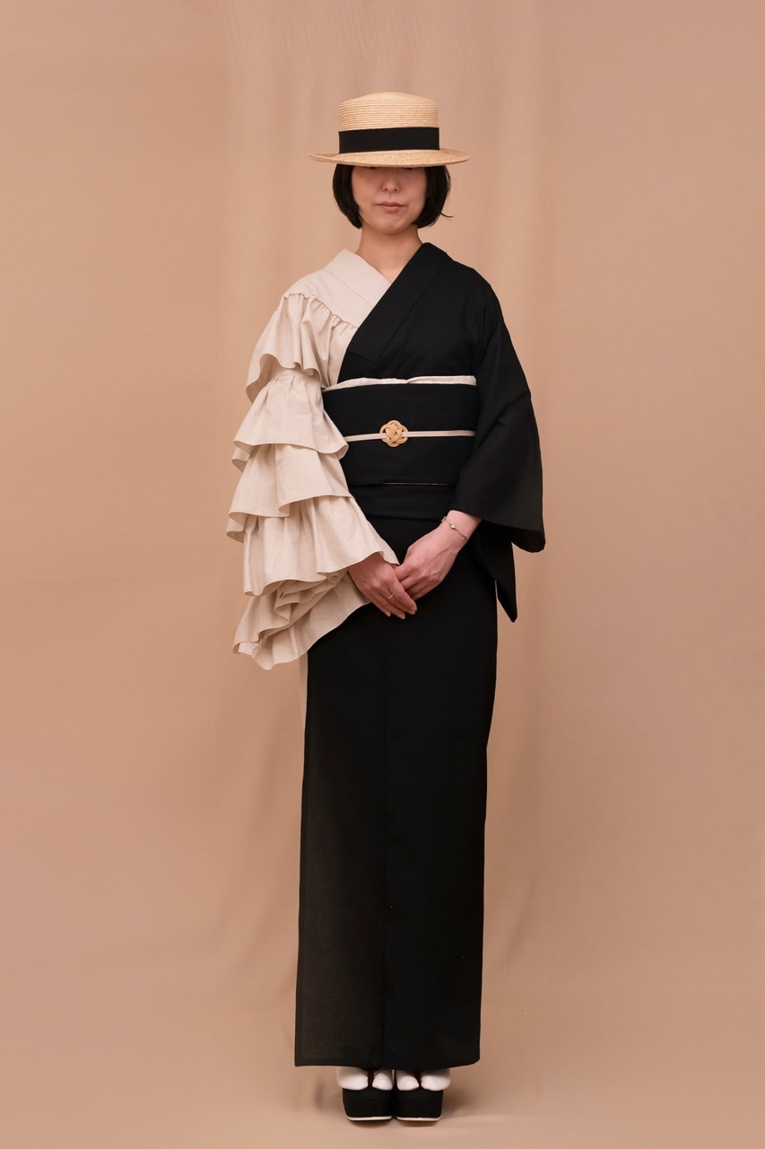 片袖フリル着物（バイカラー） SAK-KMKF20210518 | さく研究所