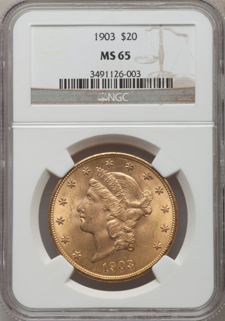 アンティークコイン アメリカ 20ドル金貨リバティヘッド1903 ＄20 MS65