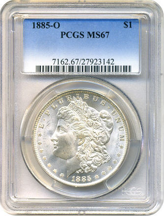 アンティークコイン アメリカ 1ドル モルガン銀貨1885-O ＄1 PCGS MS67