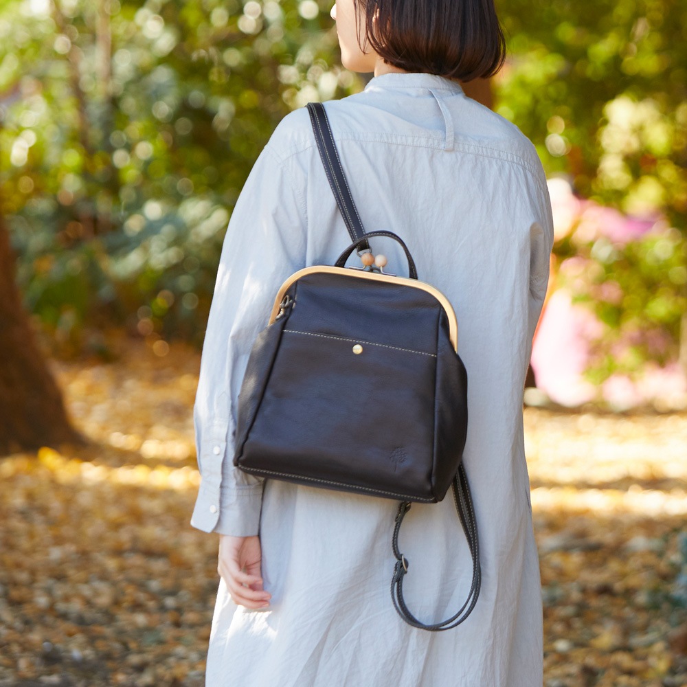 Kanmi. /カンミ ドロップツリー木玉 がま口3WAYバッグ B22-62 リュック