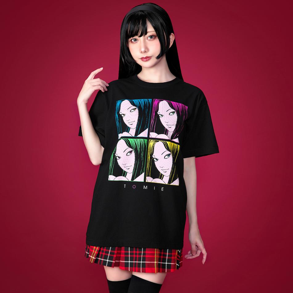 伊藤潤二/富江 ポップアート Tシャツ 2/ブラック｜墓場の画廊ONLINE STORE