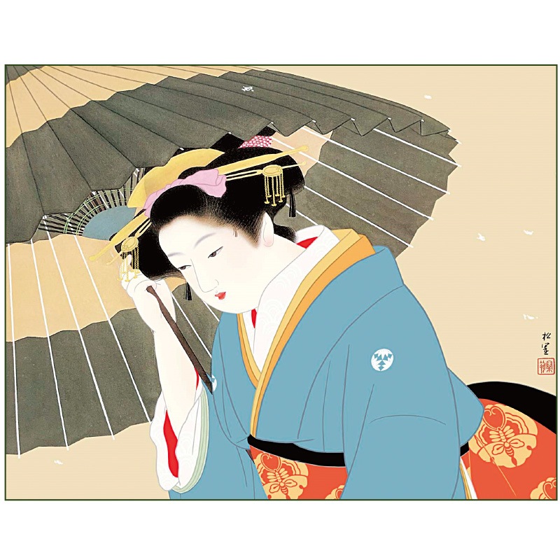 上村松園『雪』掛軸 : アートの友社 上村松園『雪』掛軸 112484