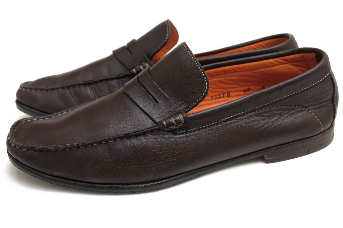 Santoni 72270 / サントーニ 牛革 カーフ スリッポン レザーソール