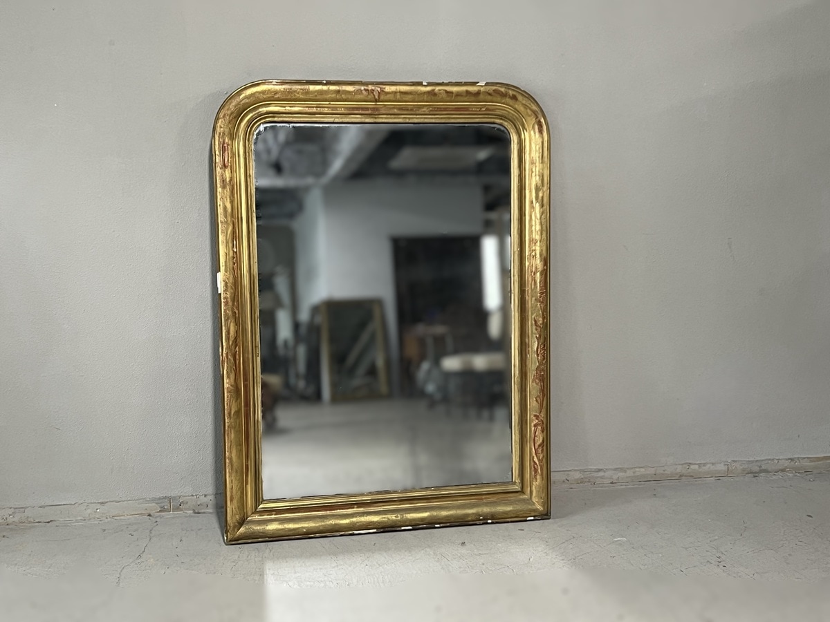 フランス ルイ・フィリップ様式 ゴールドペインテッドウッデンミラー