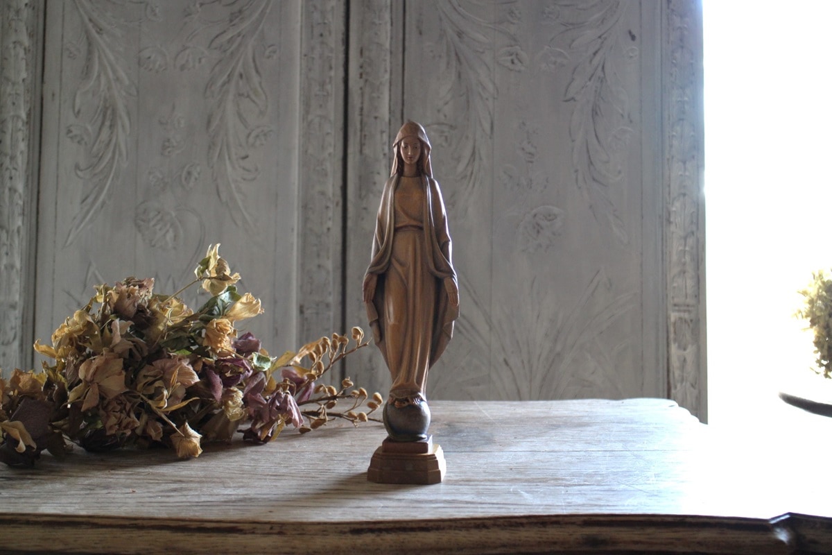 フランス 木彫りの聖母マリア像 6476 | オブジェ・トレイ,オブジェ