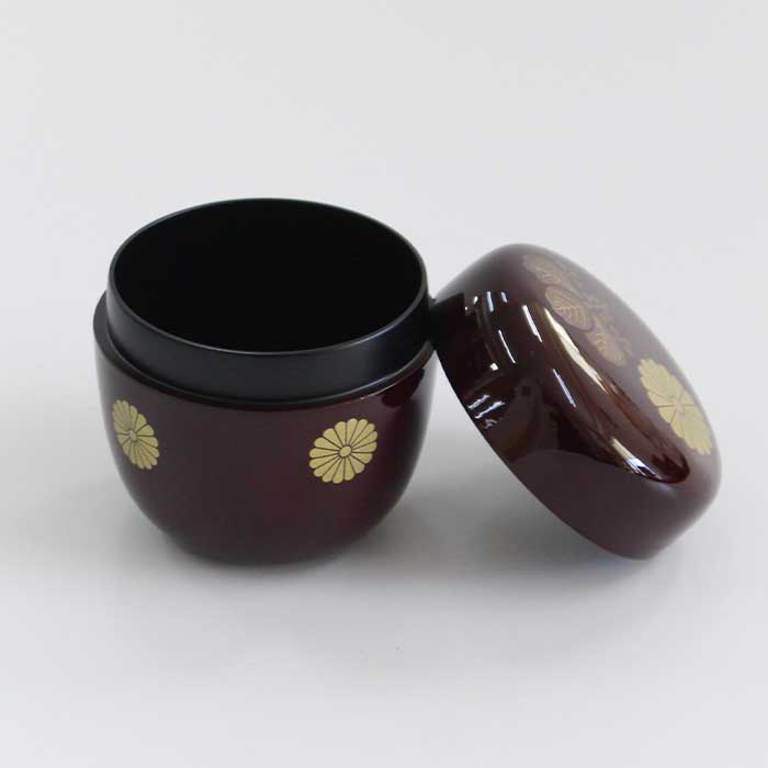 茶道具 棗 おけいこ用 プラスチック 中棗【 溜/柄おまかせ 】