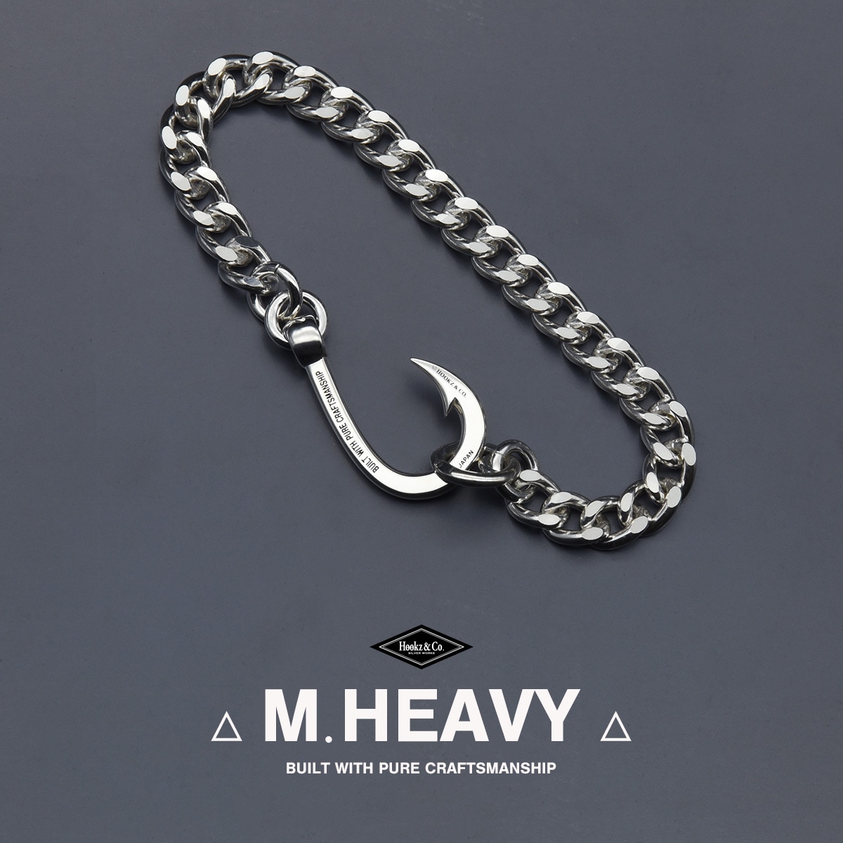 釣り針シルバーブレスレットMH/HOOKZ