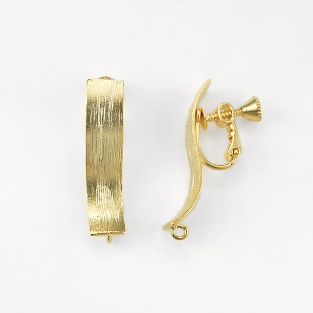99A0420BRE 真鍮製イヤリング レクタングル ウェーブ カン付 マット