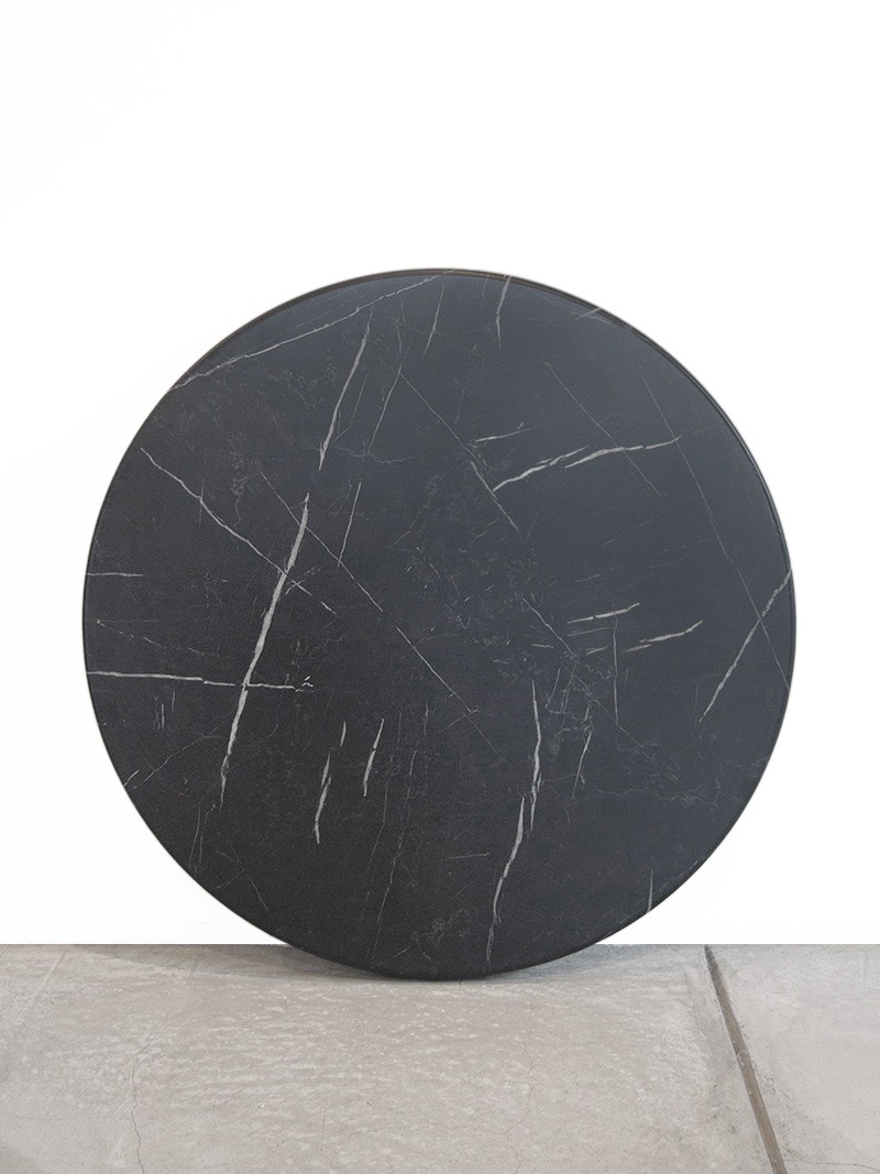 大理石調 70cm丸 天板 屋外対応 ブラック｜イデア