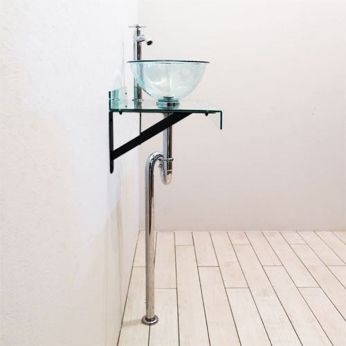 アクリル洗面台セット おしゃれ お得 壁付け 日本製 クリア W450×D320