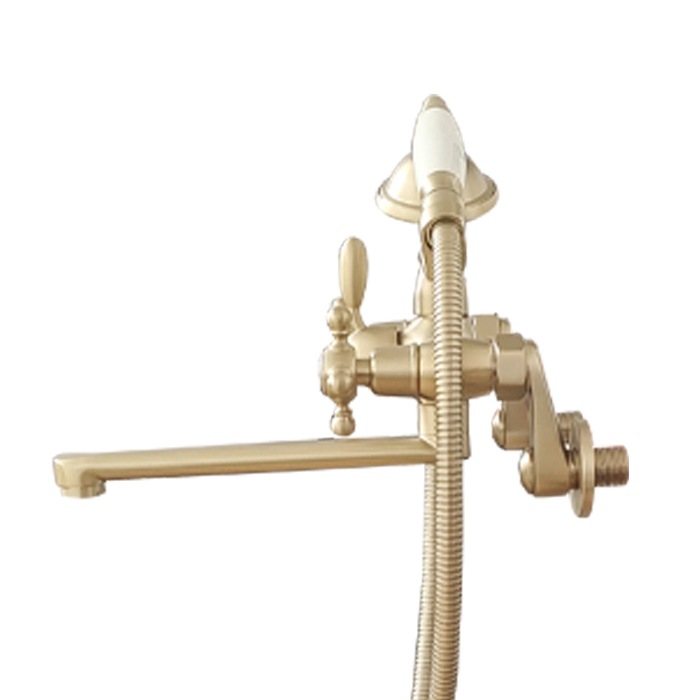 壁付けシャワー水栓 浴室用 おしゃれ アンティークゴールド 古金｜品番