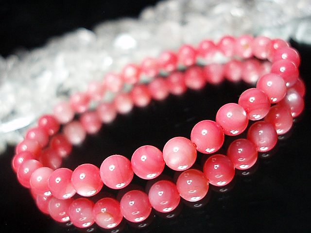 天然石3A可愛いピンクマザーオブパール約6ミリシラー効果数珠ブレス