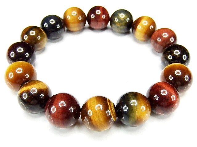 AAA+三色タイガーアイ12mmブレスレット天然石金運御守り | 石種別で