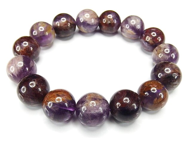 ルートアメジスト ガーデンアメジスト大玉約14mm天然石数珠