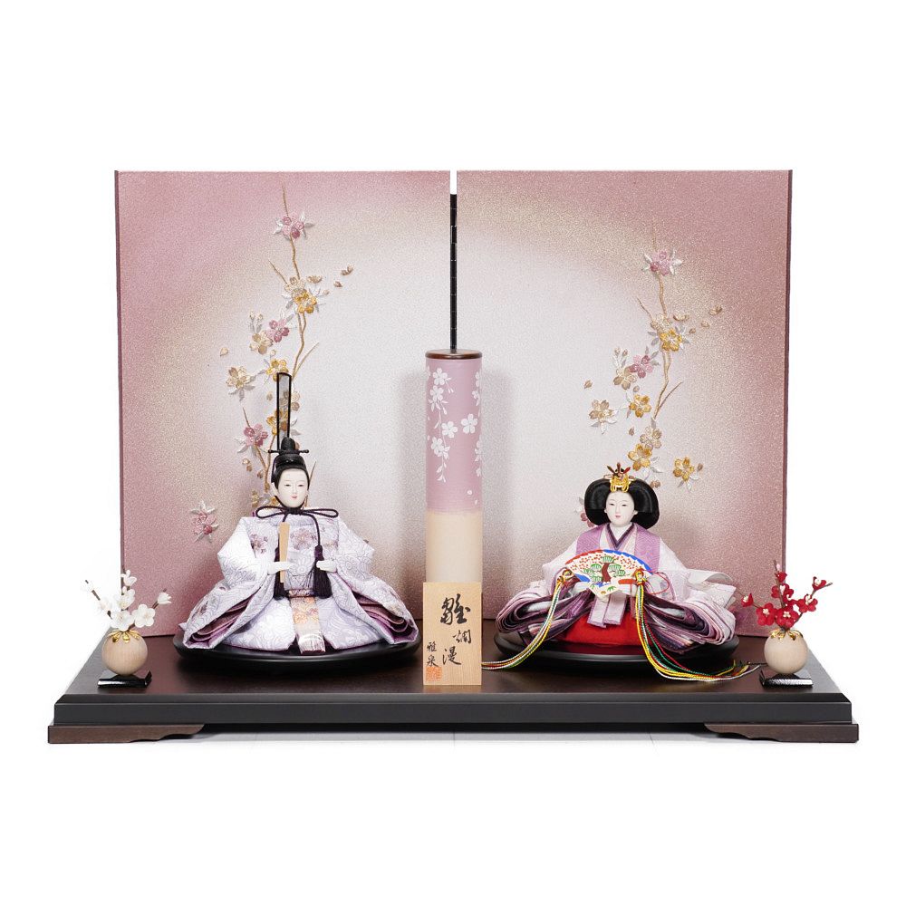 雛人形】小三五 刺繍(薄紫・ピンク) 桜 親王飾り | 雅泉作 ｜雛人形