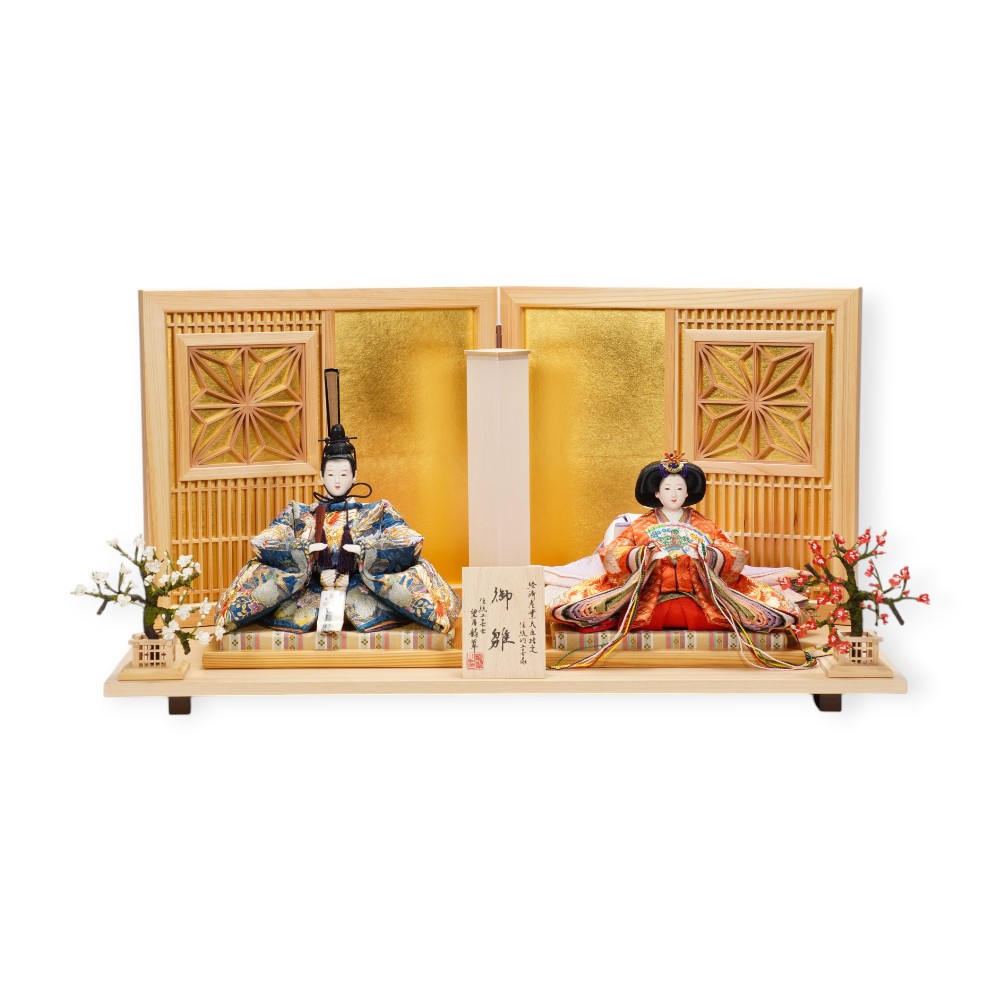 雛人形】京十一番 刺繍 鳳凰(紺・朱) 親王飾り | 望月龍翠作 ｜雛人形