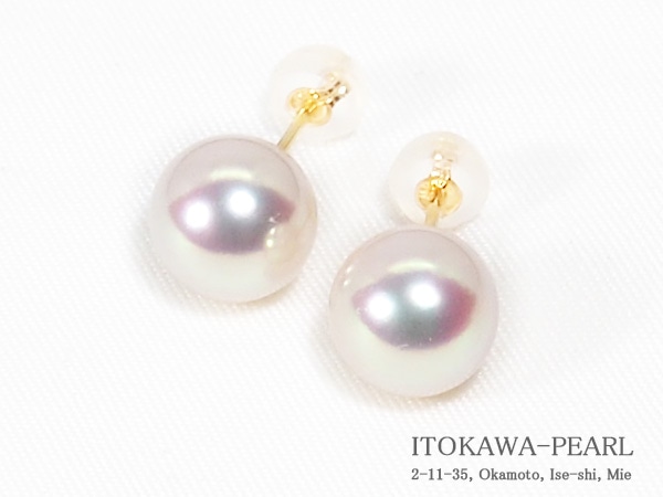 無調色あこや真珠ピアス＜8.8mm＞スタッド・K18YG PE-7524 | 真珠