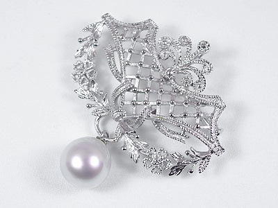 南洋真珠(白蝶真珠)ブローチ＜12.4mm＞・シルバー B-1405 | 真珠