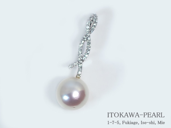 南洋真珠(白蝶真珠)ペンダントトップ＜11.6mm＞K14WG・ダイヤモンド