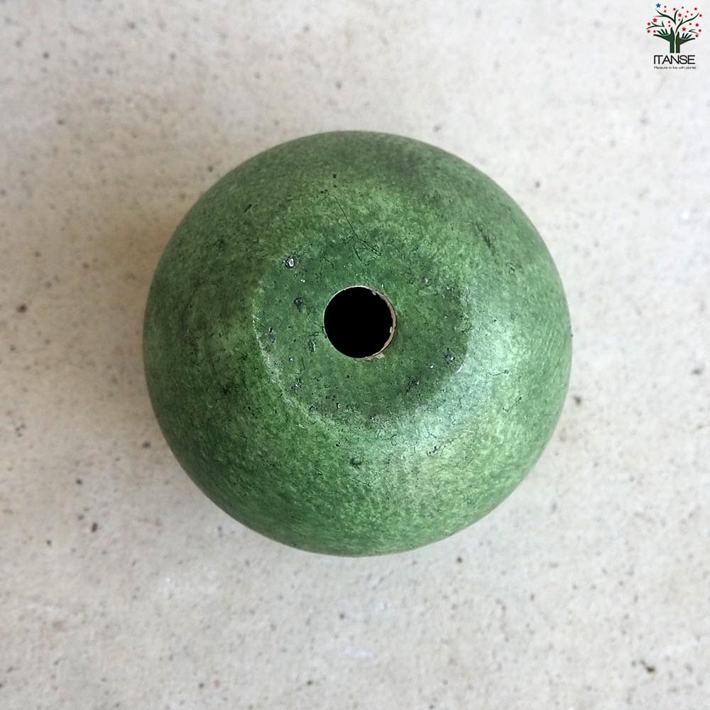 皿付陶器鉢 彩色焼磁 グリーン【資材 8cm】｜ 【植物のITANSE