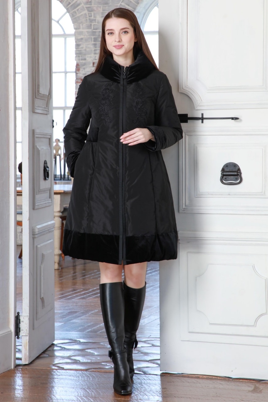 2025年秋冬 レース使いベロア切替ダウンコート 2528009 ｜Super Beauty