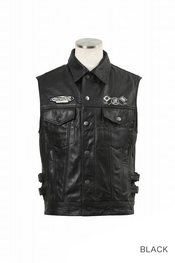 25%OFF】通年 WBJN-90 ミッドナイトライドレザーベスト 弐黒堂 (メンズ