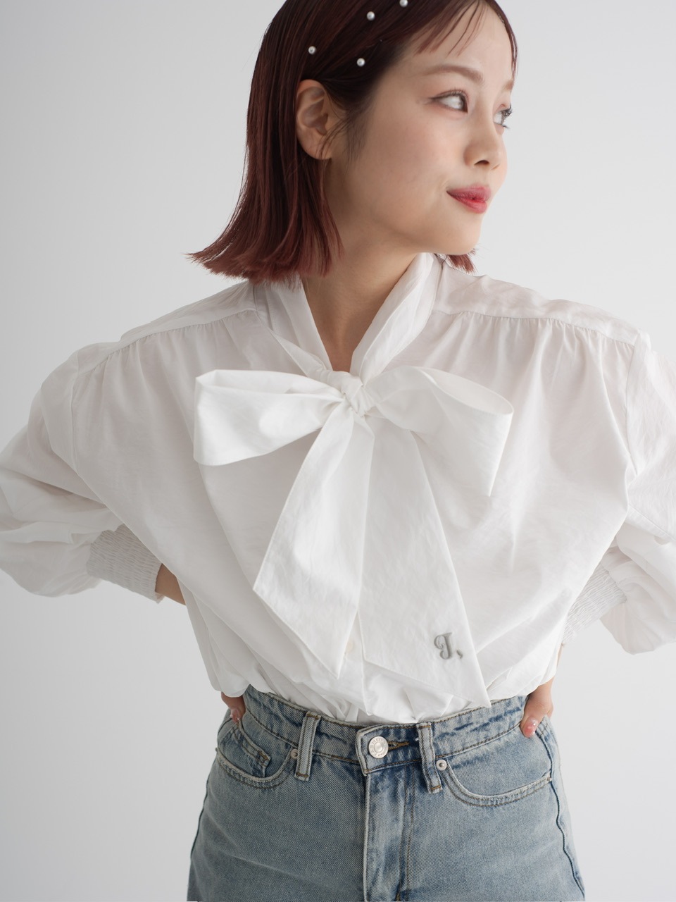 bow tie blouse ホワイト | SHIRT/BLOUSE | JUMELLE