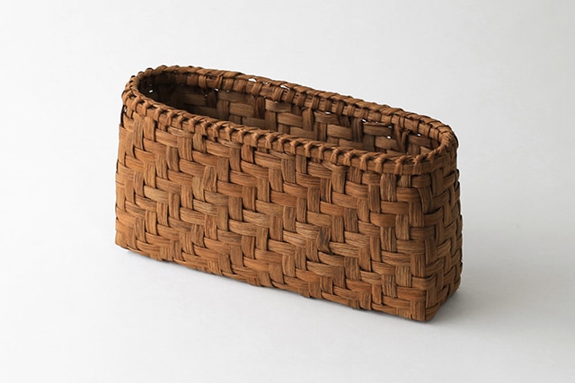 やまぶどう下かご(二番皮/スリム/ポーチ型)(約)幅20×マチ5×高さ10cm(約