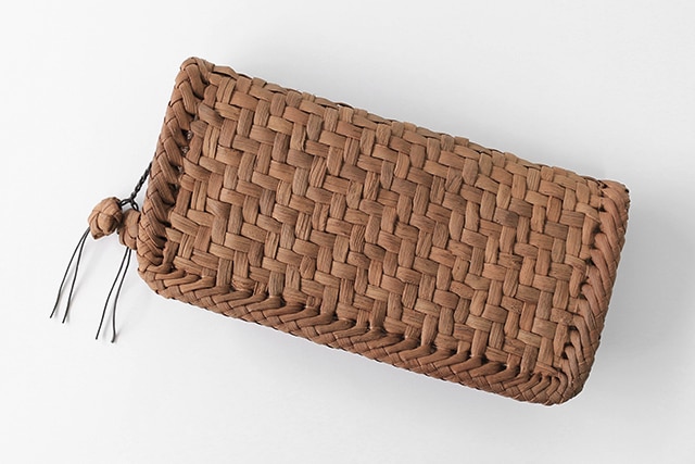 やまぶどう長財布(国産材/網代編み/細ひご/ひご幅6～7mm/内側柿渋染