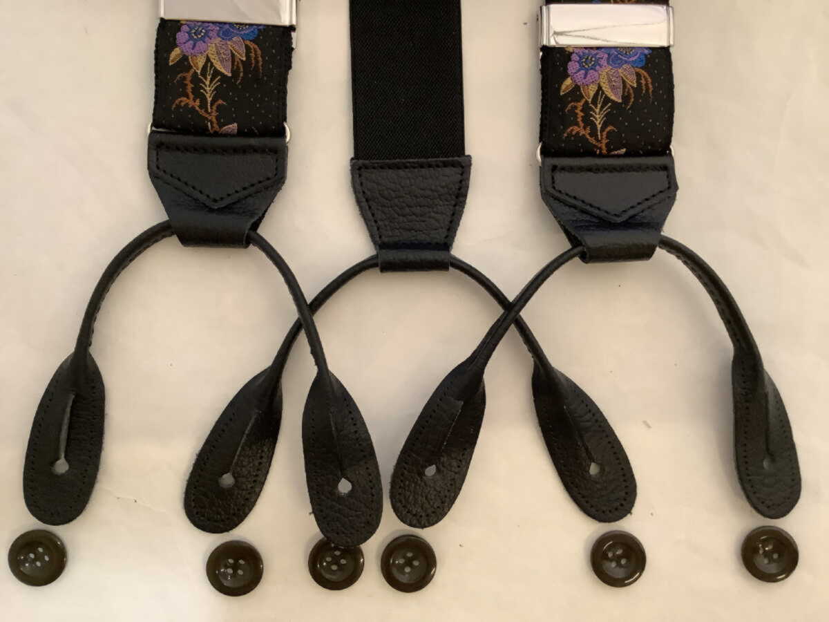 サスペンダー 英国製アルバートサーストン ウーヴェン6ボタン留