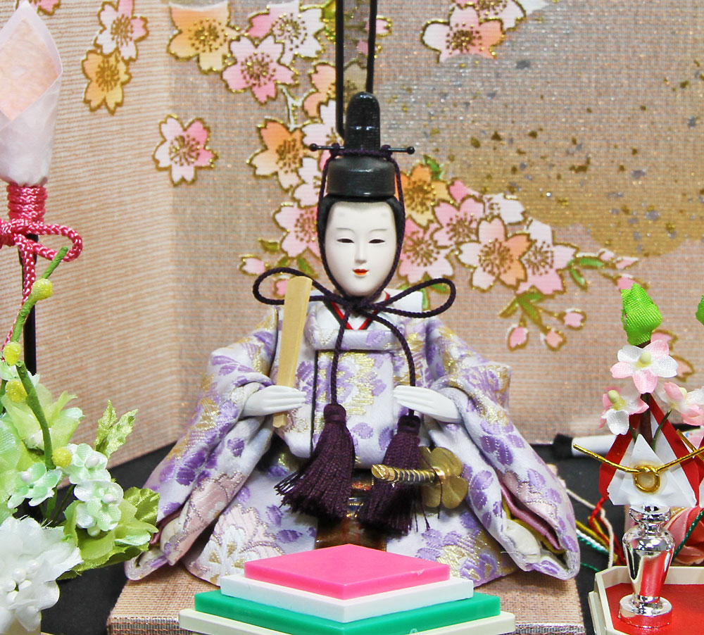 雛人形 コンパクト ピンク台屏風平飾り｜優しいピンク色の雛人形