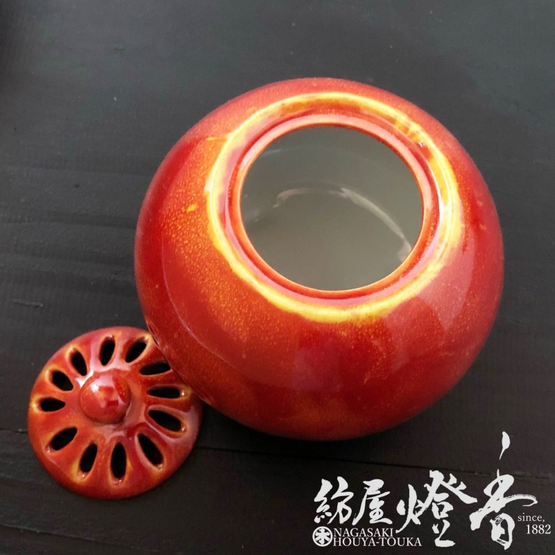 香器『香炉【釉彩・紅(ゆうさい・あか)-YUSAI・AKA-】[京焼・清水焼/洸