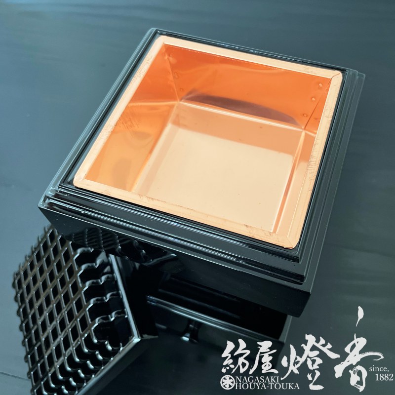 香道具/香器『燃香用香炉【常香盤(じょうこうばん)/5寸】紙箱[黒塗