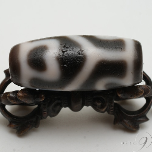 老礦天珠 亀甲蓮花天珠 約28mm×12mm【メール便不可】