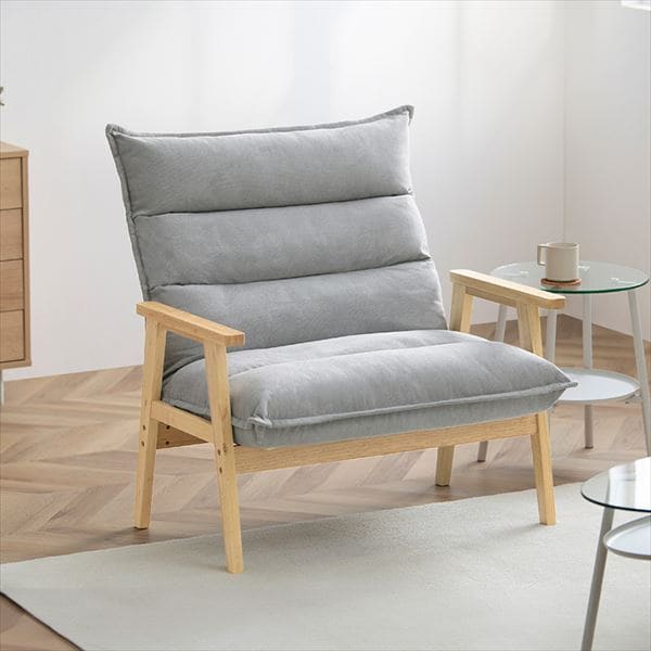 1人掛けワイドハイバックソファ LHB-1W グレー｜SIMPLE STYLE