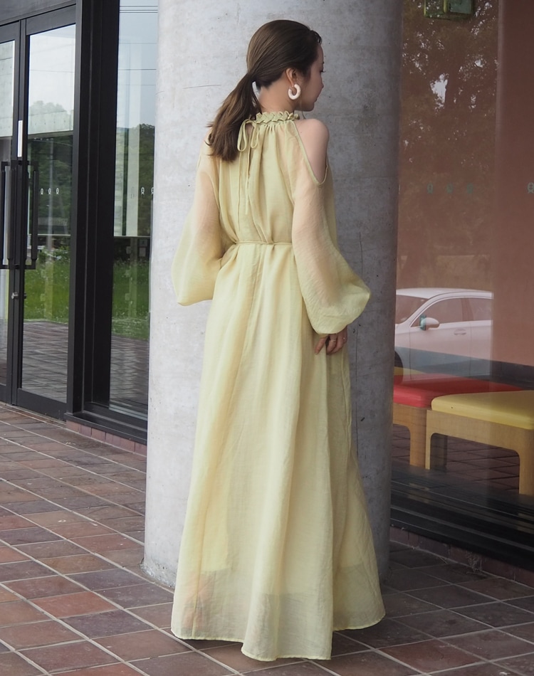 open shoulder gather long dress | DRESS | LAULEN（ローレン）