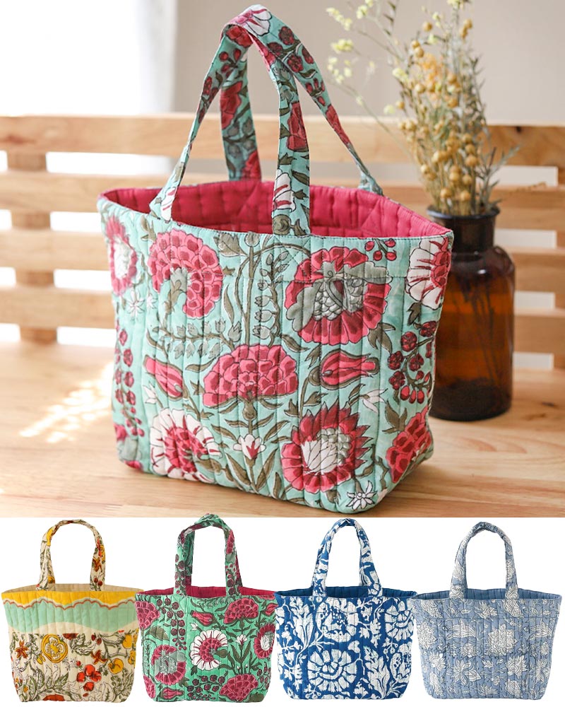 shanti / デインティ・ブロックプリント / キルトバッグ[メール便対象