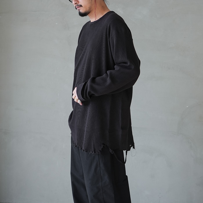 anc-std-ct03) / ANCELLM (アンセルム) / DAMAGE WAFFLE CREW LS T