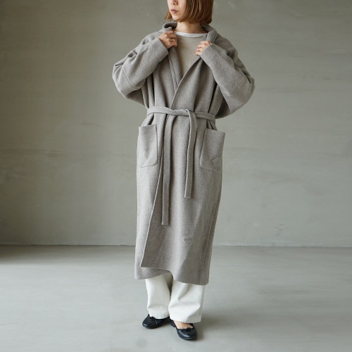 e213k117) / evam eva(エヴァムエヴァ) / press wool robe coat(プレス