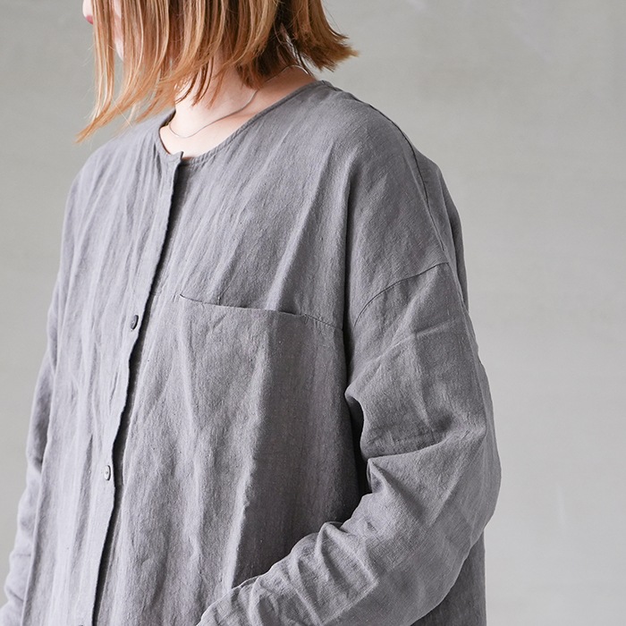 ☆(e223t015) / evam eva(エヴァムエヴァ) / linen shirts one piece