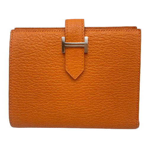 エルメス ベアンコンパクト オレンジ シェーブル シルバー金具 U刻印