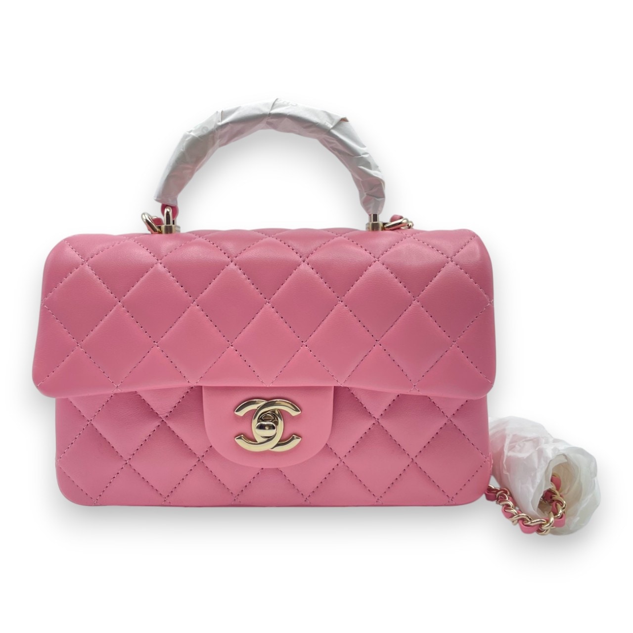 シャネル マトラッセ ココハンドル 19 ピンク ラムスキン ゴールド金具