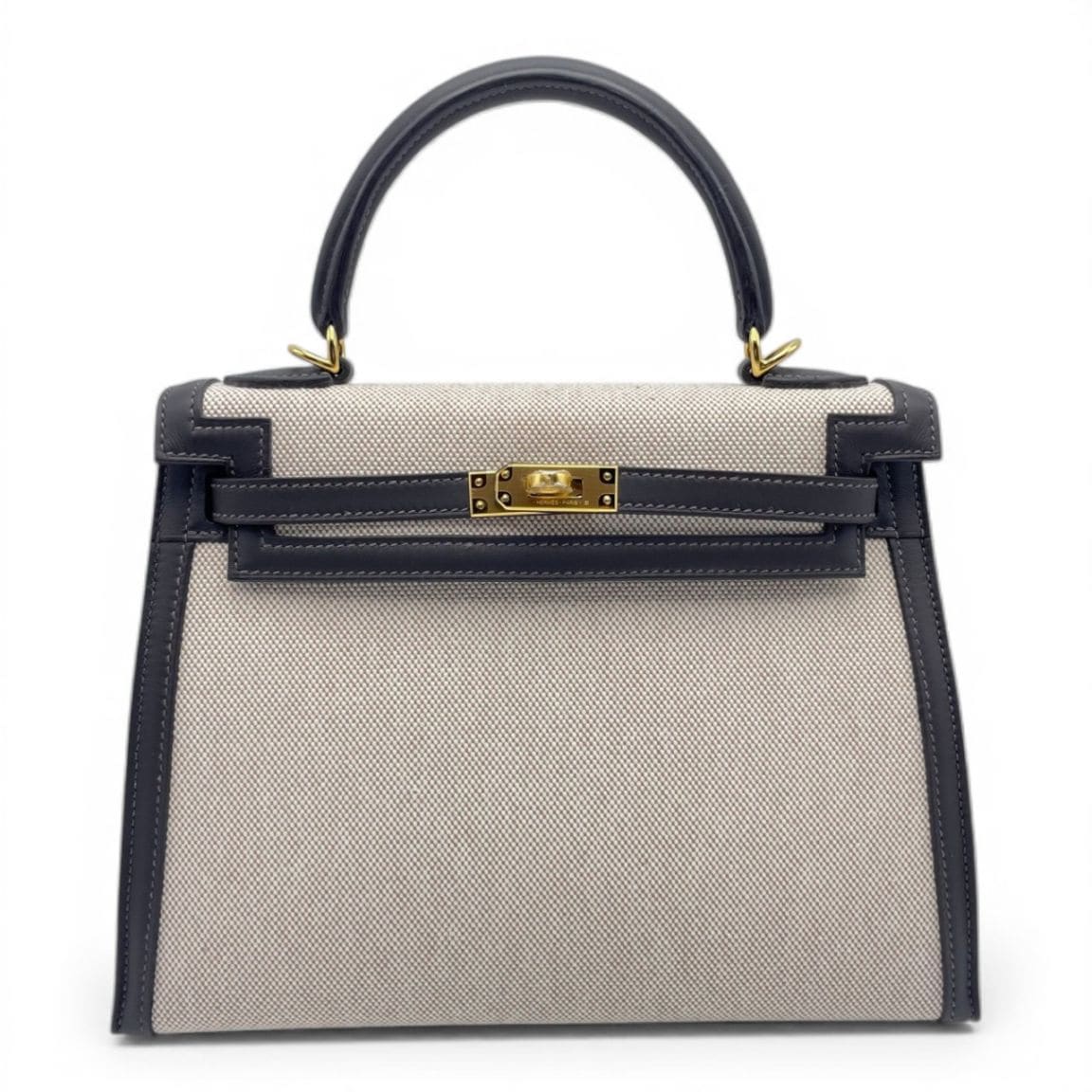 エルメス ケリー 25 べブラン トワルアッシュ/スイフト ゴールド金具 K