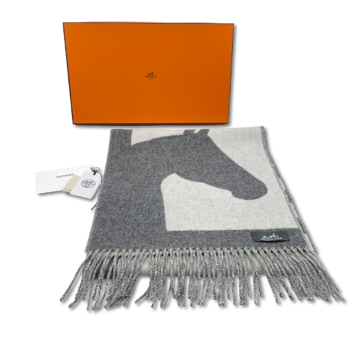 エルメス マフラー ラブストーリー 30x140 グリ・クレール