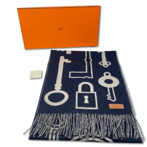 エルメス マフラー カザック・キーコレクション 30x160 マリン