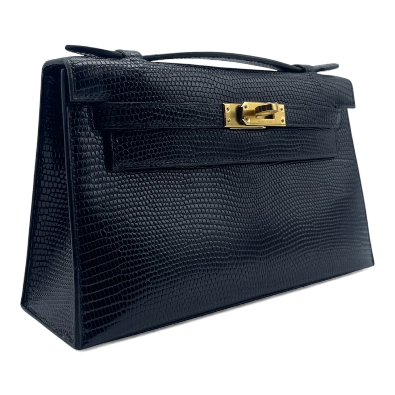 エルメス ポシェットケリー 22 ノワール リザード ゴールド金具 W刻印