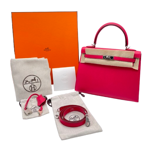 エルメス ケリー 25 ローズエクストリーム ボームダム シルバー金具 W